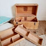 Trunk old wooden trunk with compartmentalized lockers