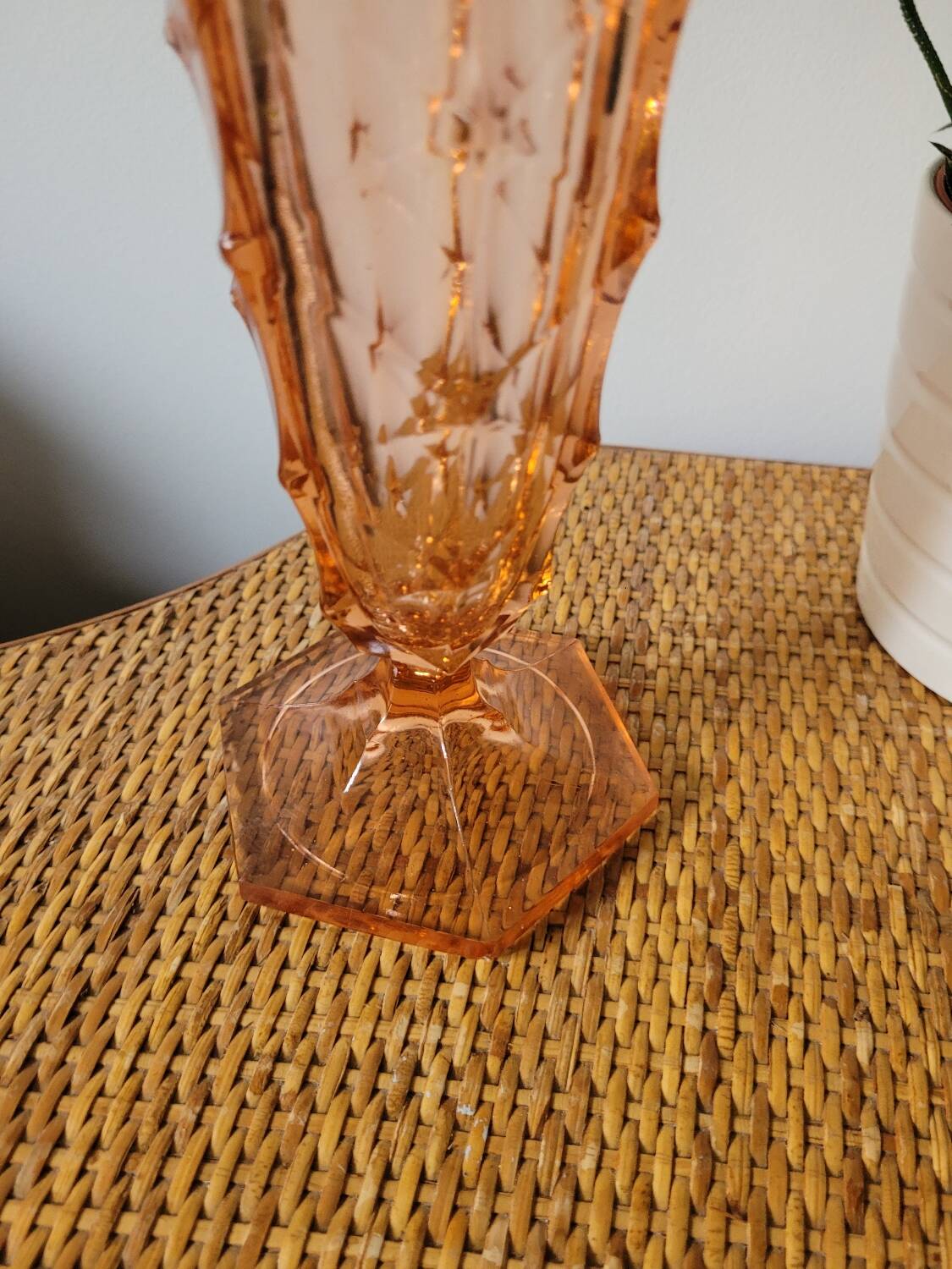 High Art Deco vase pink glass
