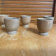 Set of 5 Vintage Beige Stoneware Egg Cups