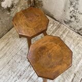 Pine stools with curved seat from the 50s