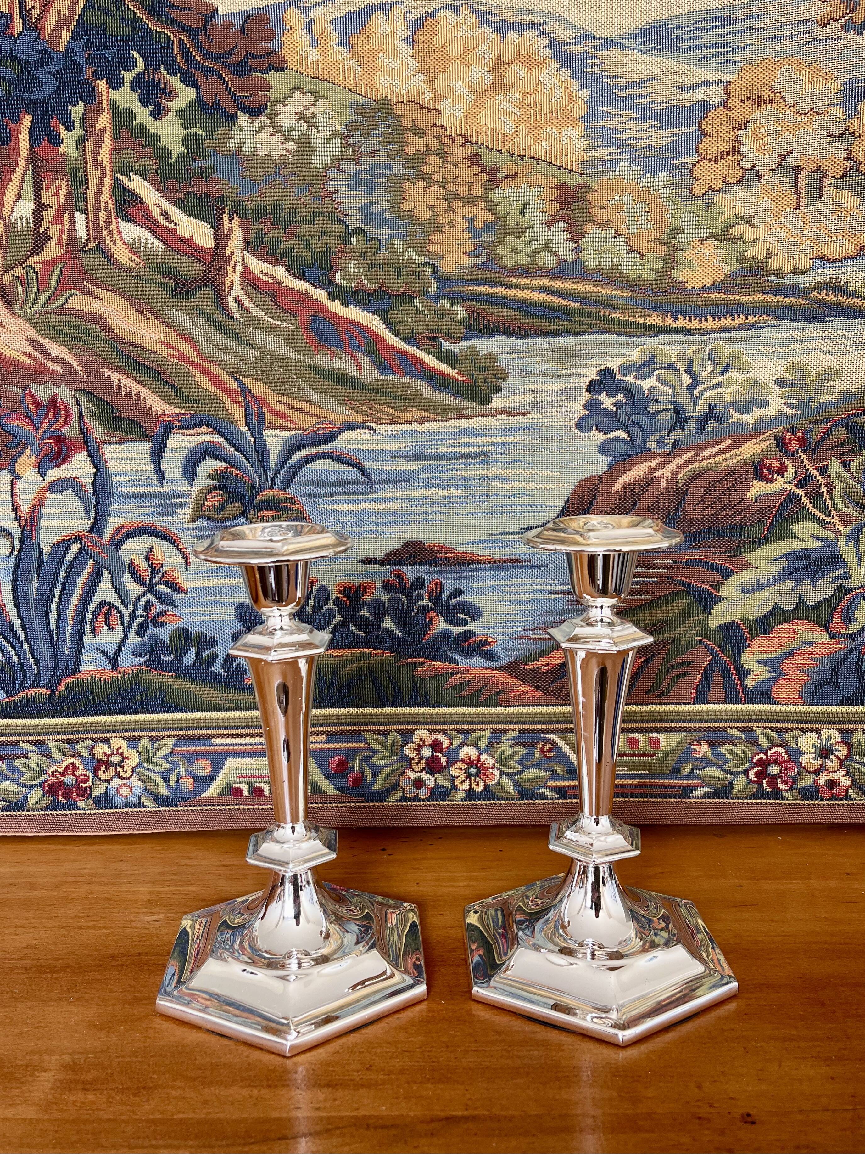 Pair of silver candlesticks