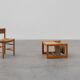 Pine and linen coffee table with magazine rack by Karin Möbring, Sweden