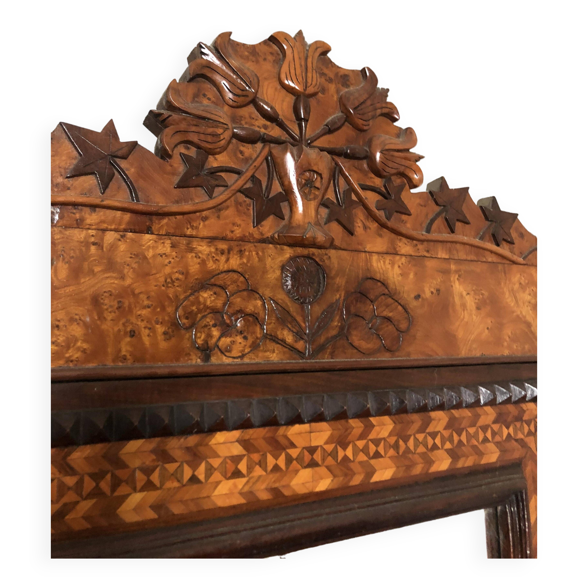 Unique model craftsman's cabinet, cabinetmaker's cabinet, 3-door cabinet, French marquetry furniture