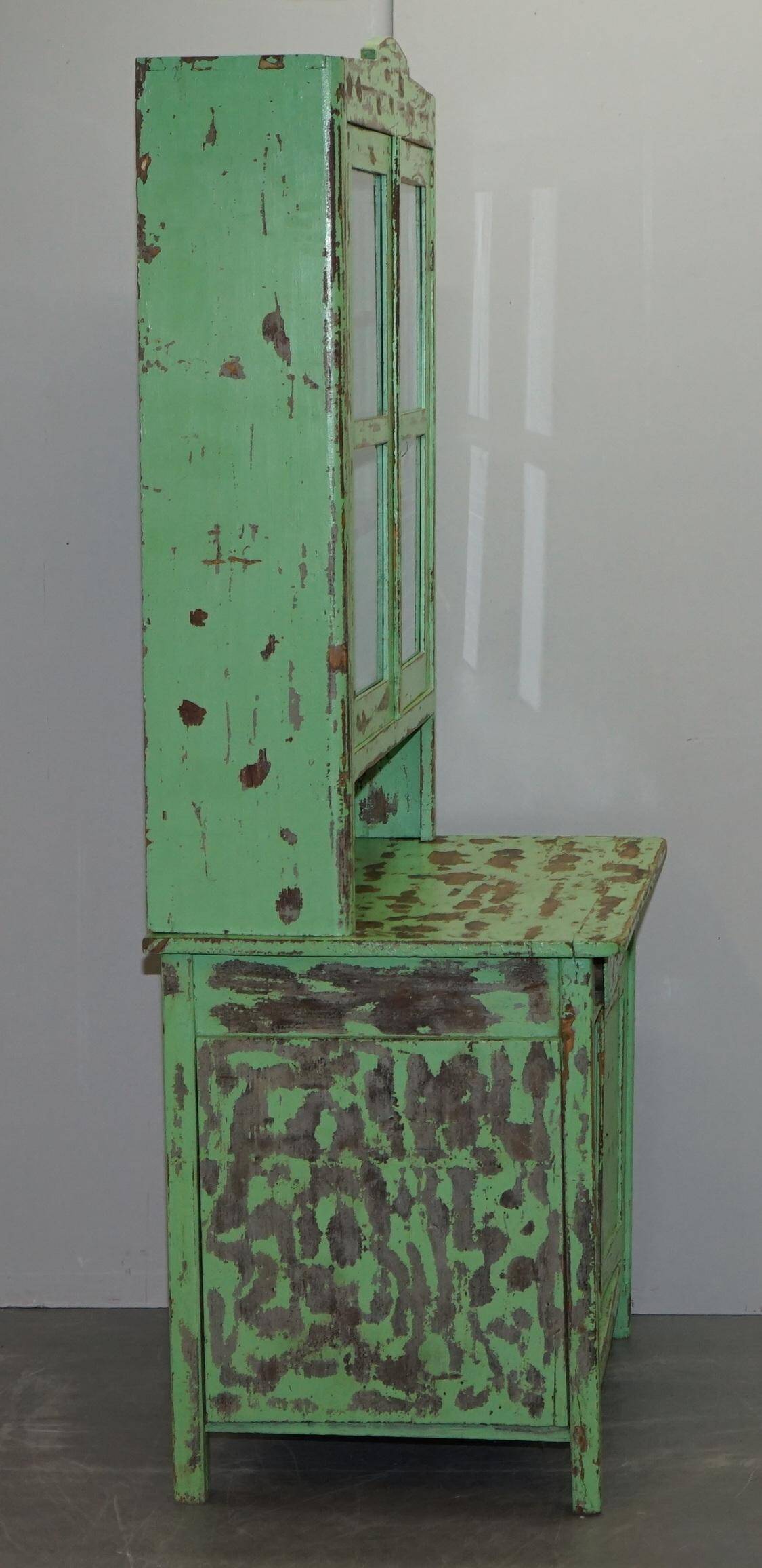 Victorian Green Patinated Buffet, Library or Cabinet
