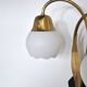Scandinavian Organic Two Armed Wall Light, Brass and Opaline, 1940-50s