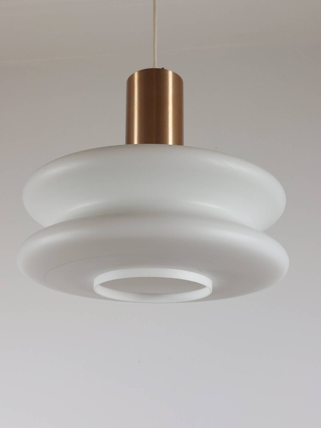 Vintage opal glass suspension in futuristic style, mid-century.