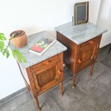 Pair of retro gray marble bedside tables