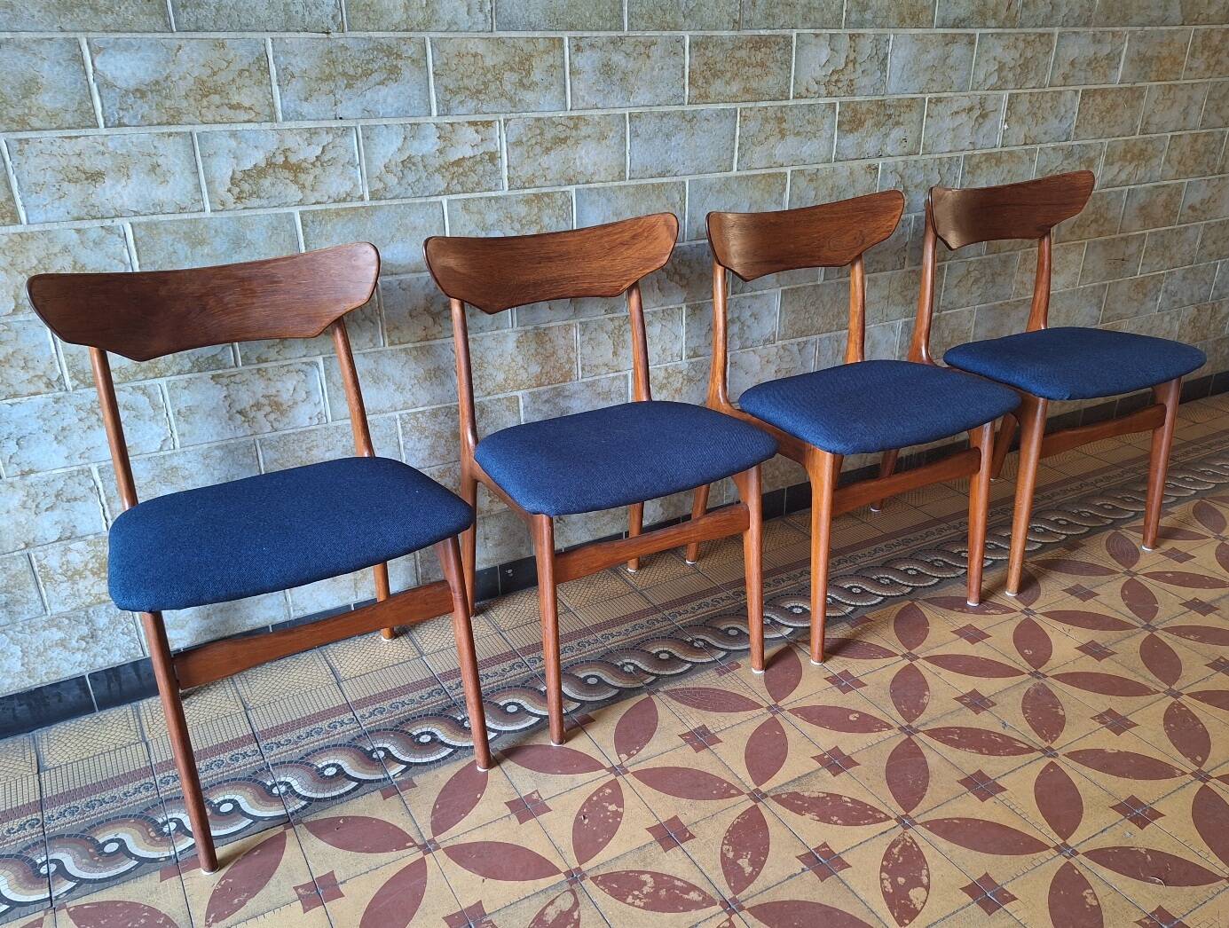 Set of Schionning and Elgaard teak dining chairs, Denmark 1960s