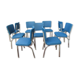 Set of 9 original Tubax chairs attributed to Willy Van Der Meeren, Belgium, 1950s