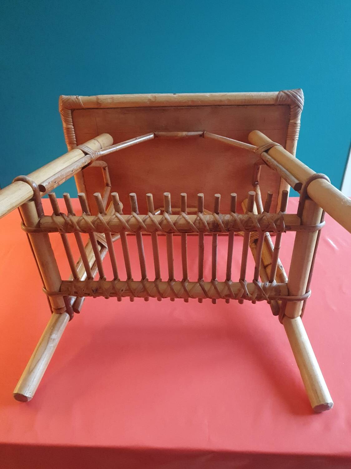 Rattan serving trolley