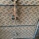 1930s travel trunk art deco fabric