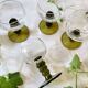 6 small liqueur glasses Roemer, moss green stepped bases
