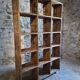 Old industrial shelf / room divider in pine, France, early 20th century