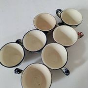Set of 7 miniature Quimper earthenware cups