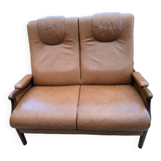 80s tan leather sofa