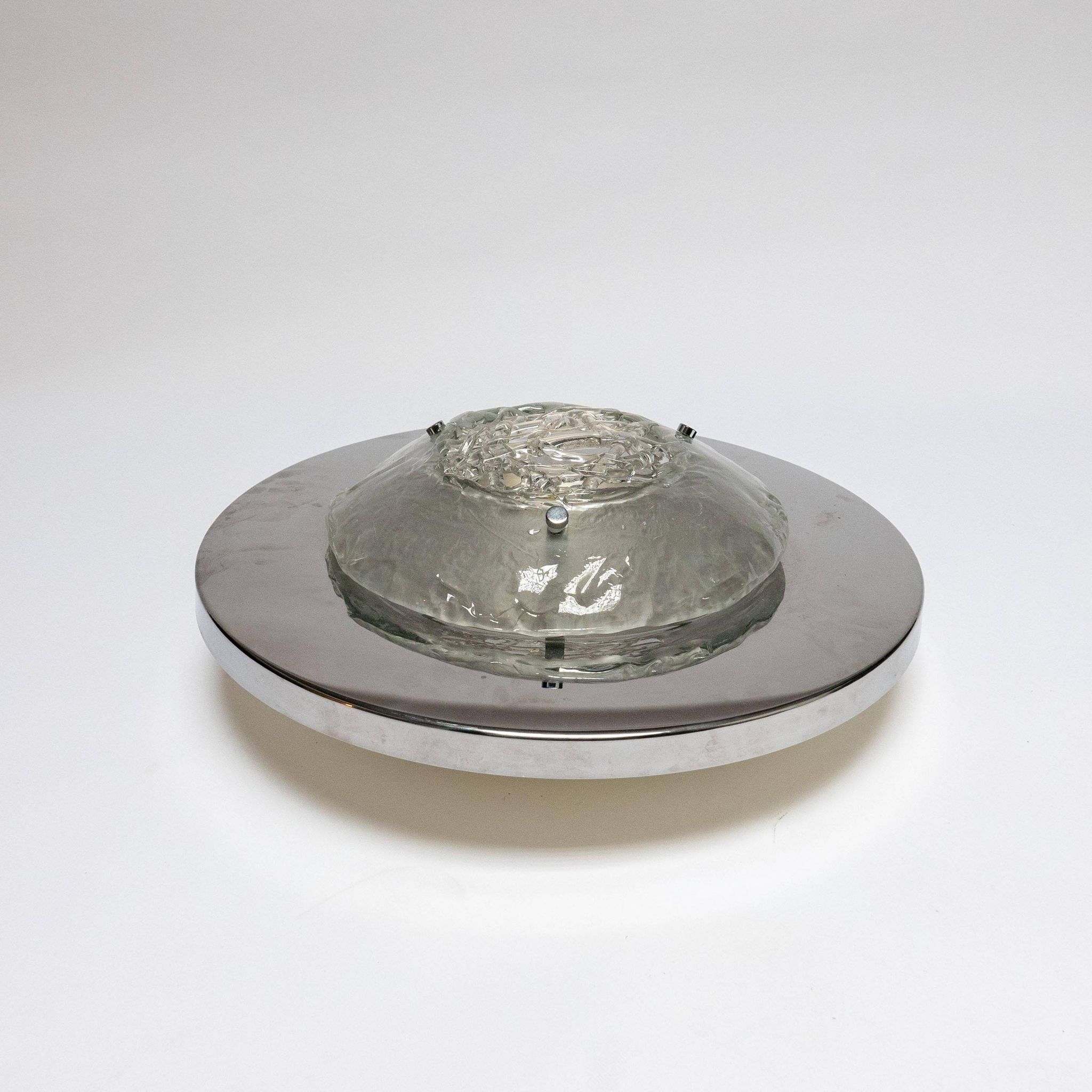 Rare Vintage Italian Chrome and Glass Sculptural Wall Lamp, Collectible Design