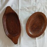 2 plats en bois de coco