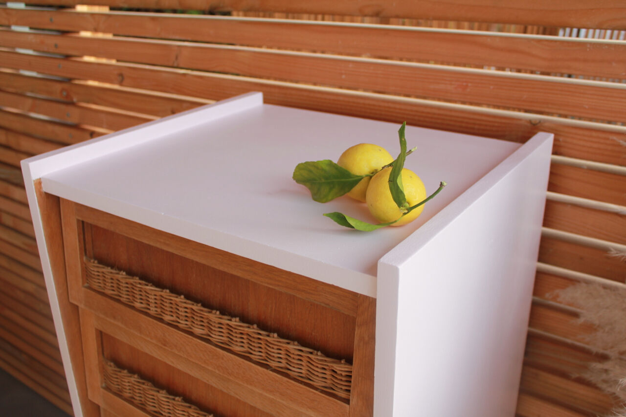 Vintage dresser rattan feet compass