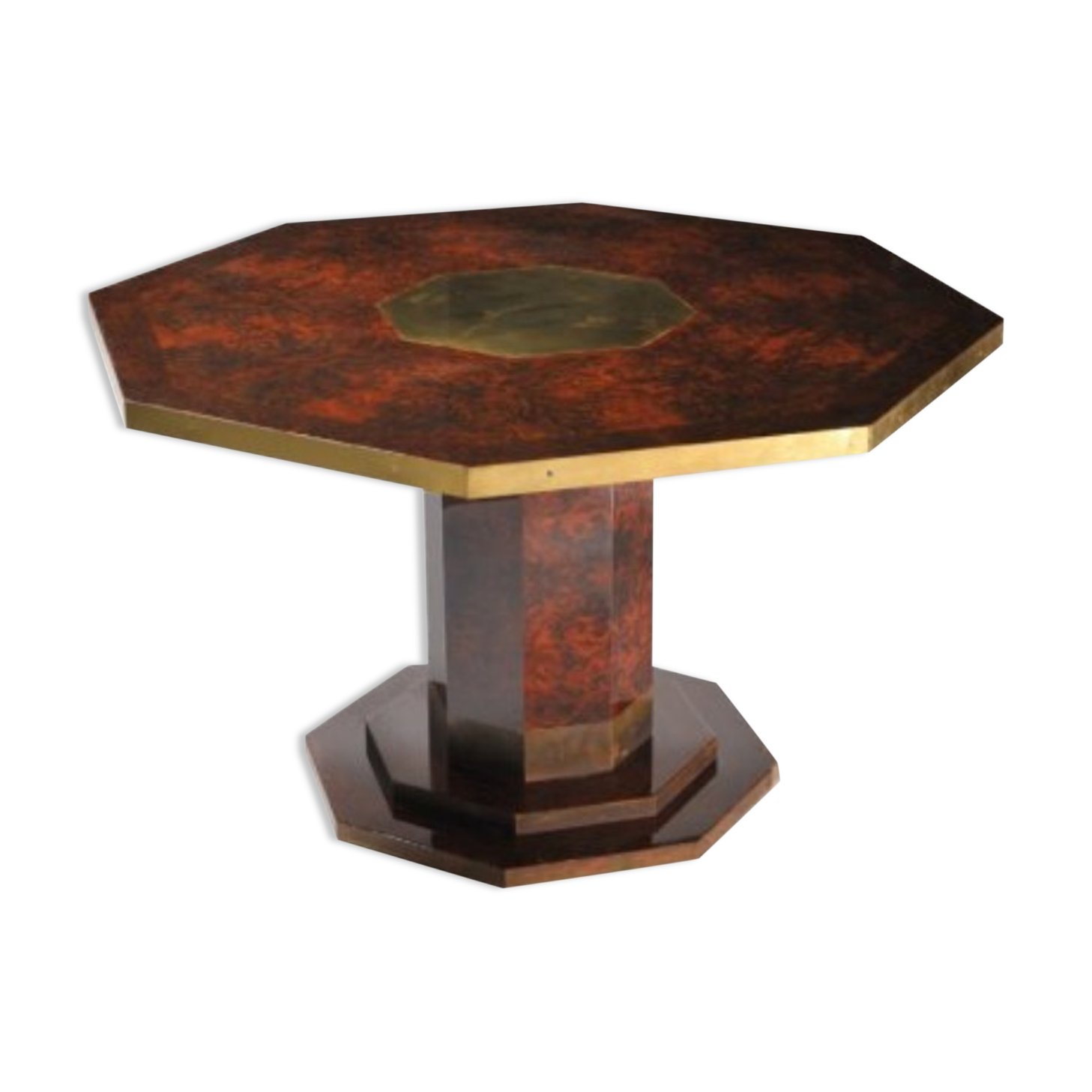 Jean Claude Mahey octagonal table magnifying glass and brass