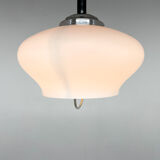 Mid-century adjustable milk glass suspension