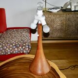 Large vintage table lamp by fog and morup in teak denmark 1960