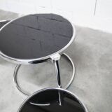 Coffee table with three smoked mirror tops, 1980