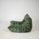 Togo set of armchair and pouf in moss velvet