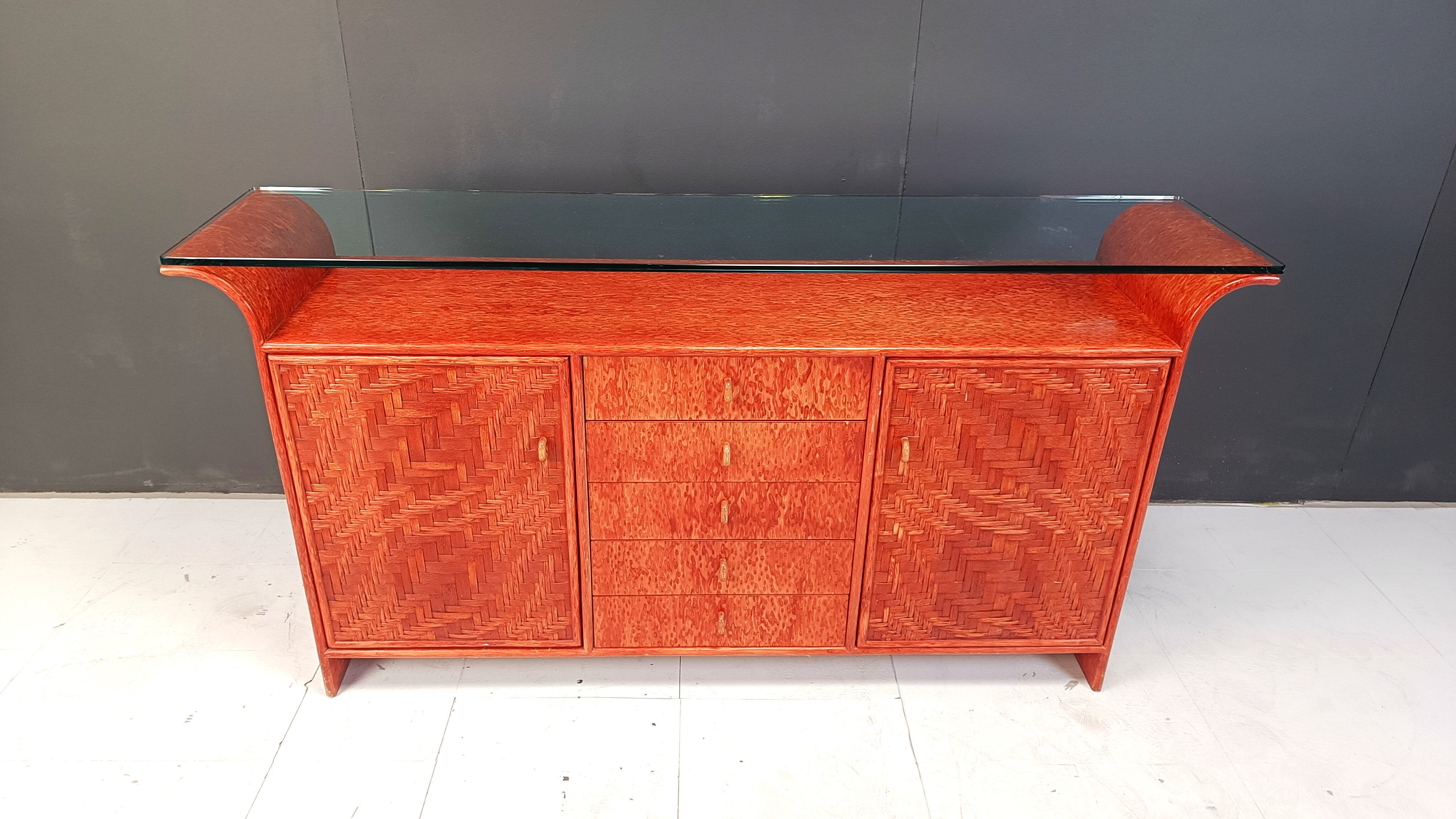Vintage rattan sideboard, 1970s