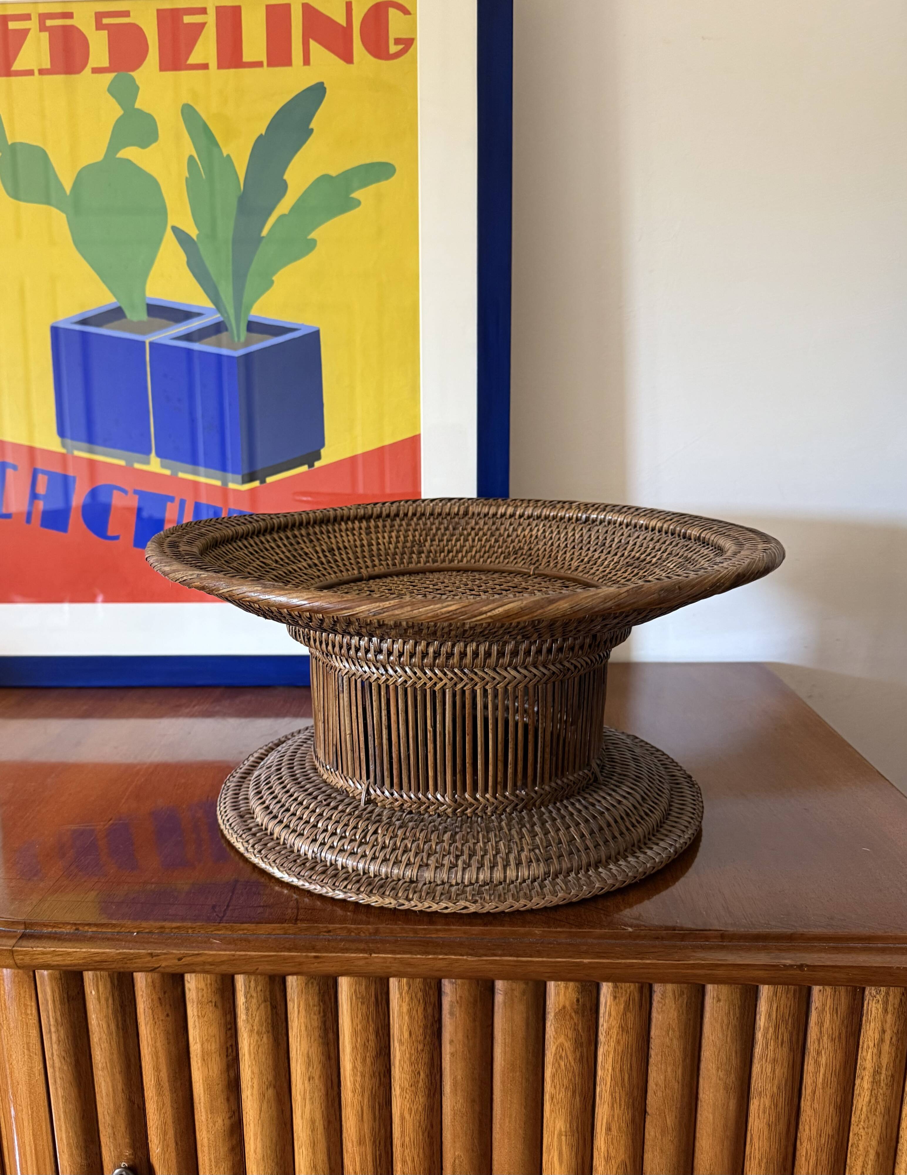 Centre de table, coupe en osier, Italie 1960
