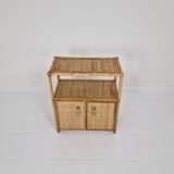 Italian Bamboo and Rattan Cabinet or Bed Side Table, 1980s