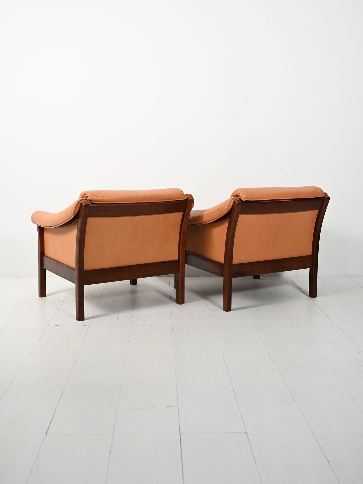 Pair of 1950s Scandinavian leather armchairs