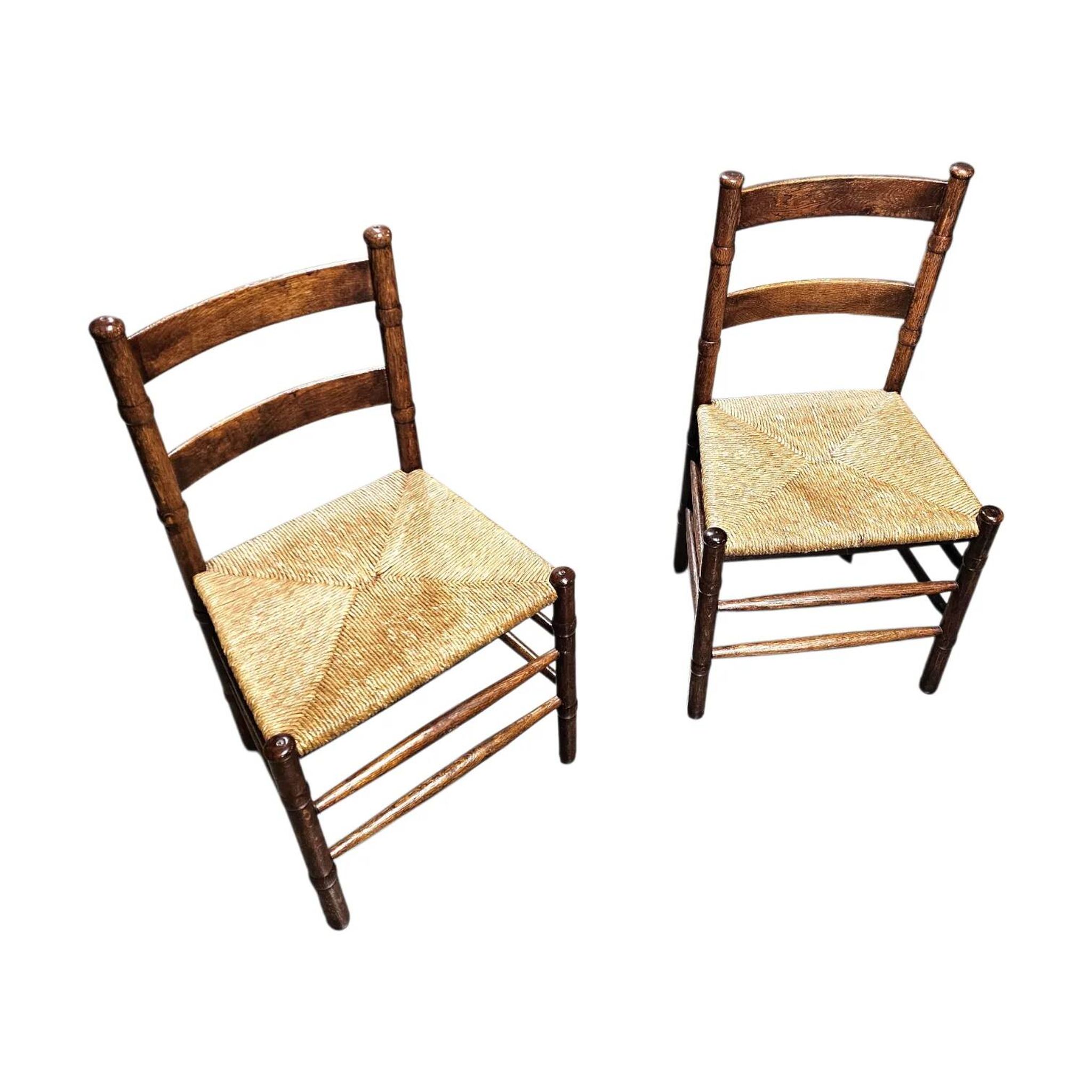 2 chaises en osier Art Déco / École d'Amsterdam / Jac Levee / milieu du siècle