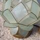 Pair of designer table lamps in turquoise blue green capiz mother-of-pearl from the 70s