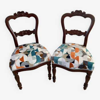 Louis Philippe chair upholstered in modernized fabric