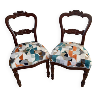 Louis Philippe chair upholstered in modernized fabric