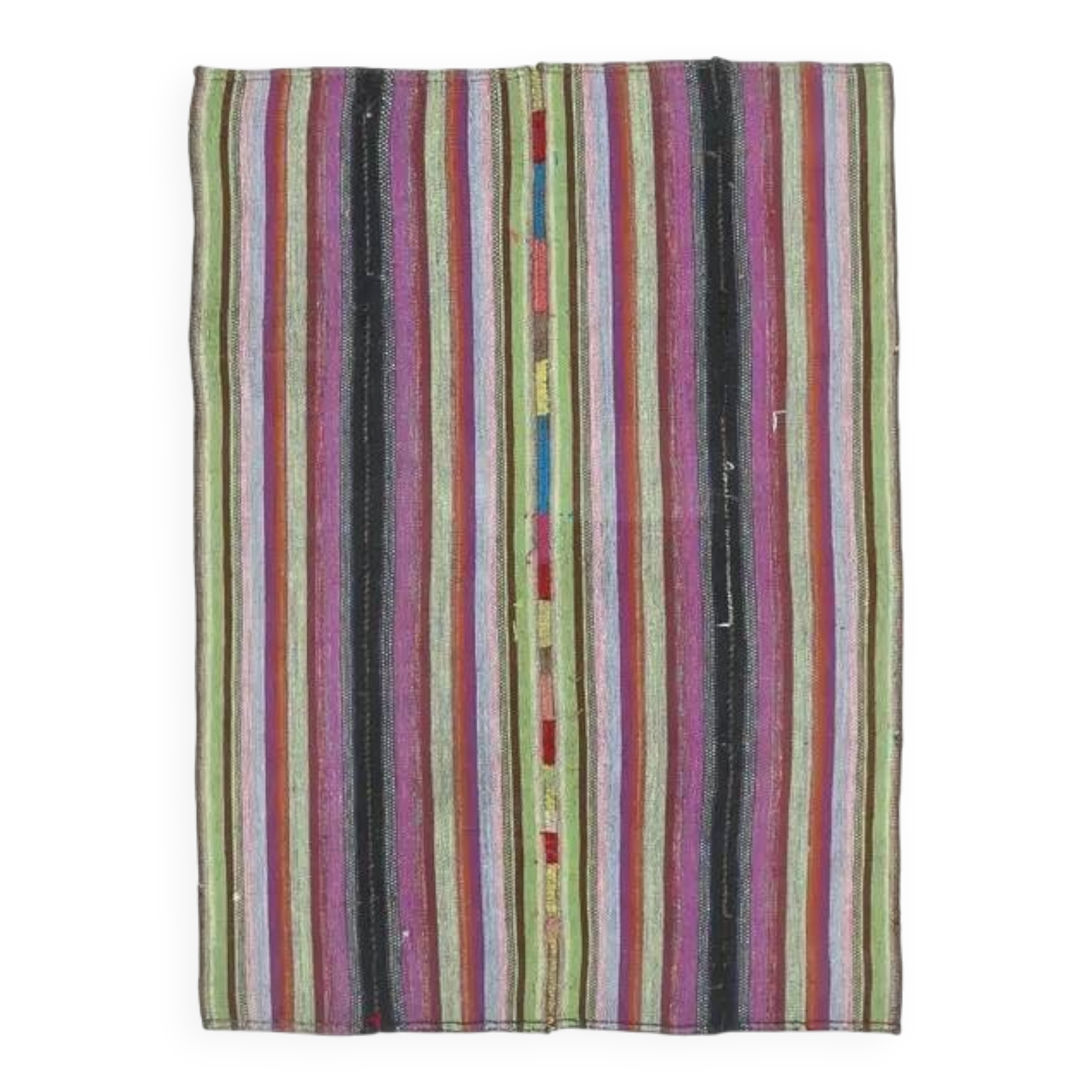 Vintage Turkish Hand-Knotted Wool Cotton Purple Kilim Area Rug 148x205