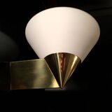 Brass and opaline wall lamp Limburg Germany 1970