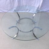 Table de salon verre et chrome