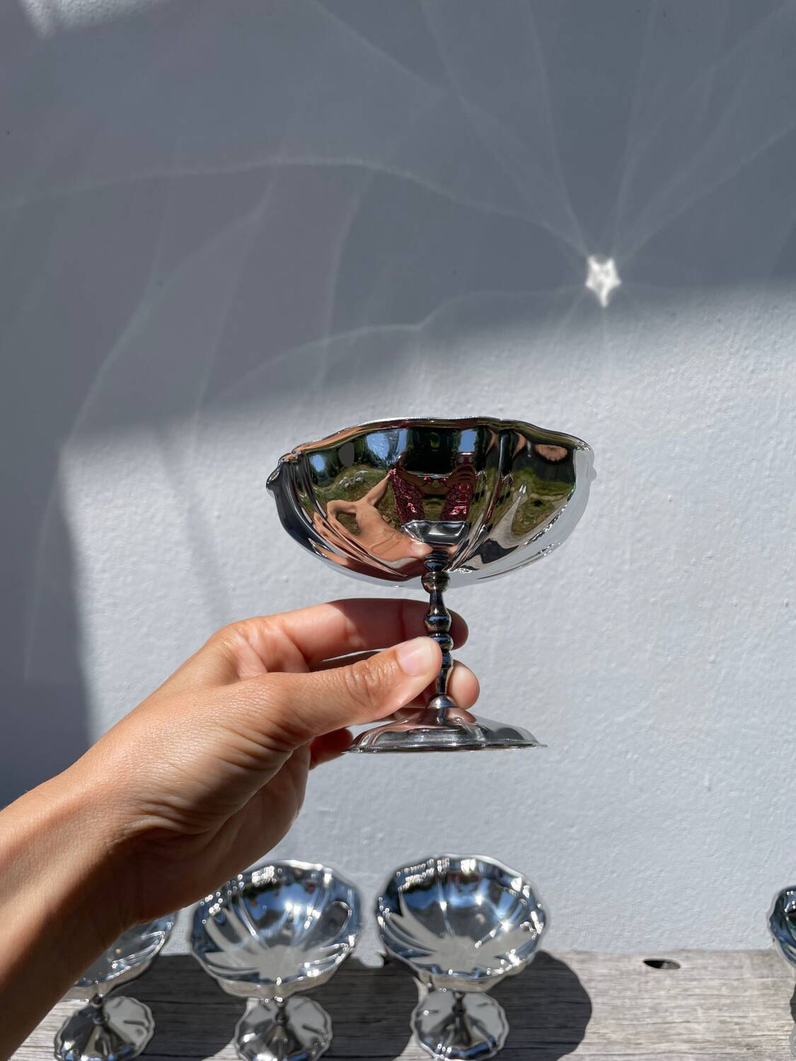 6 large stainless steel bowls 1970