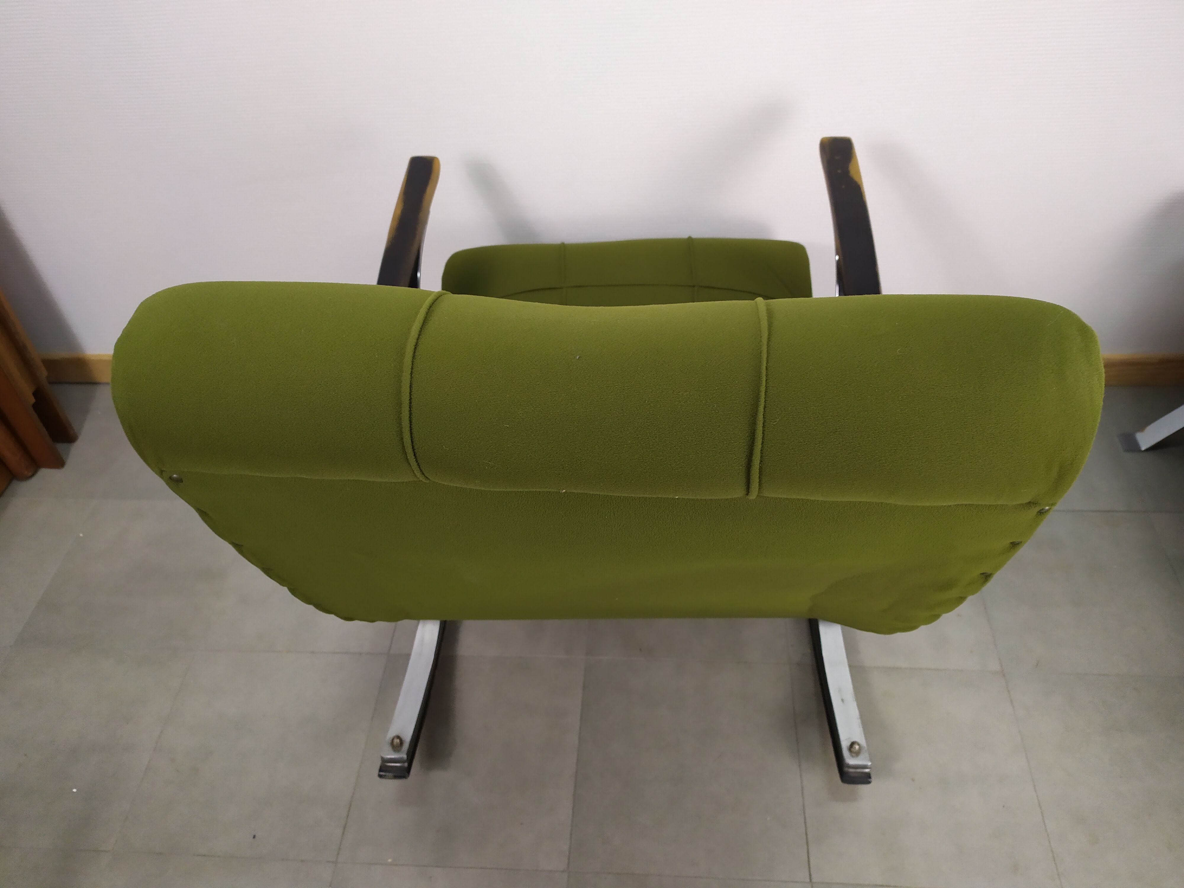 Rocking chair fauteuil a bascule chrome vert - vintage