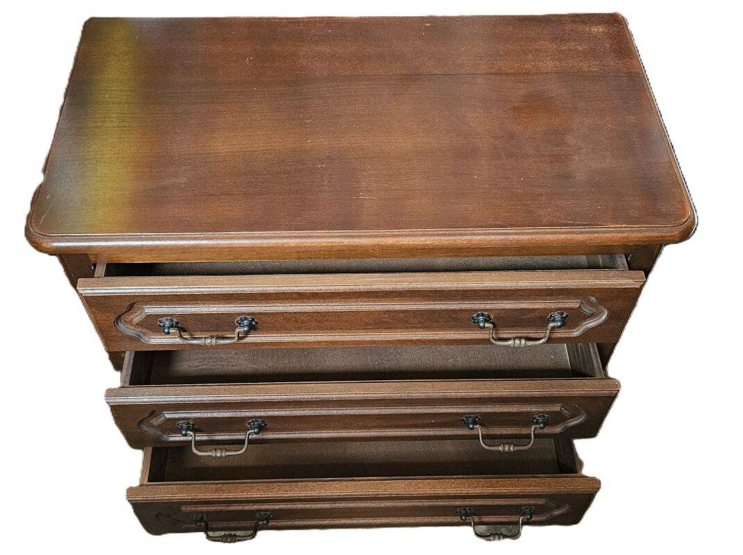 Stained Wooden Chest of Drawers with 3 Drawers