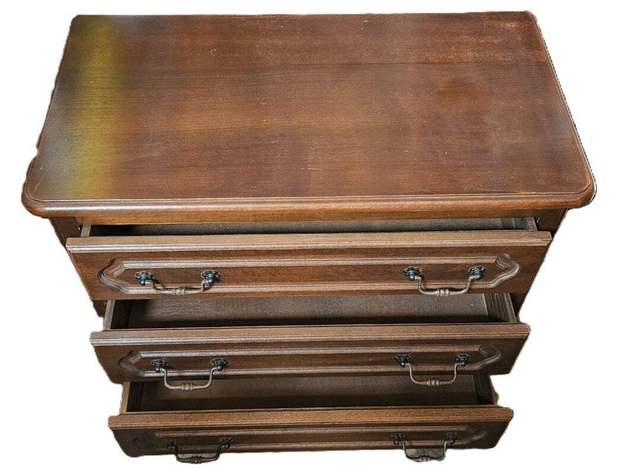 Stained Wooden Chest of Drawers with 3 Drawers