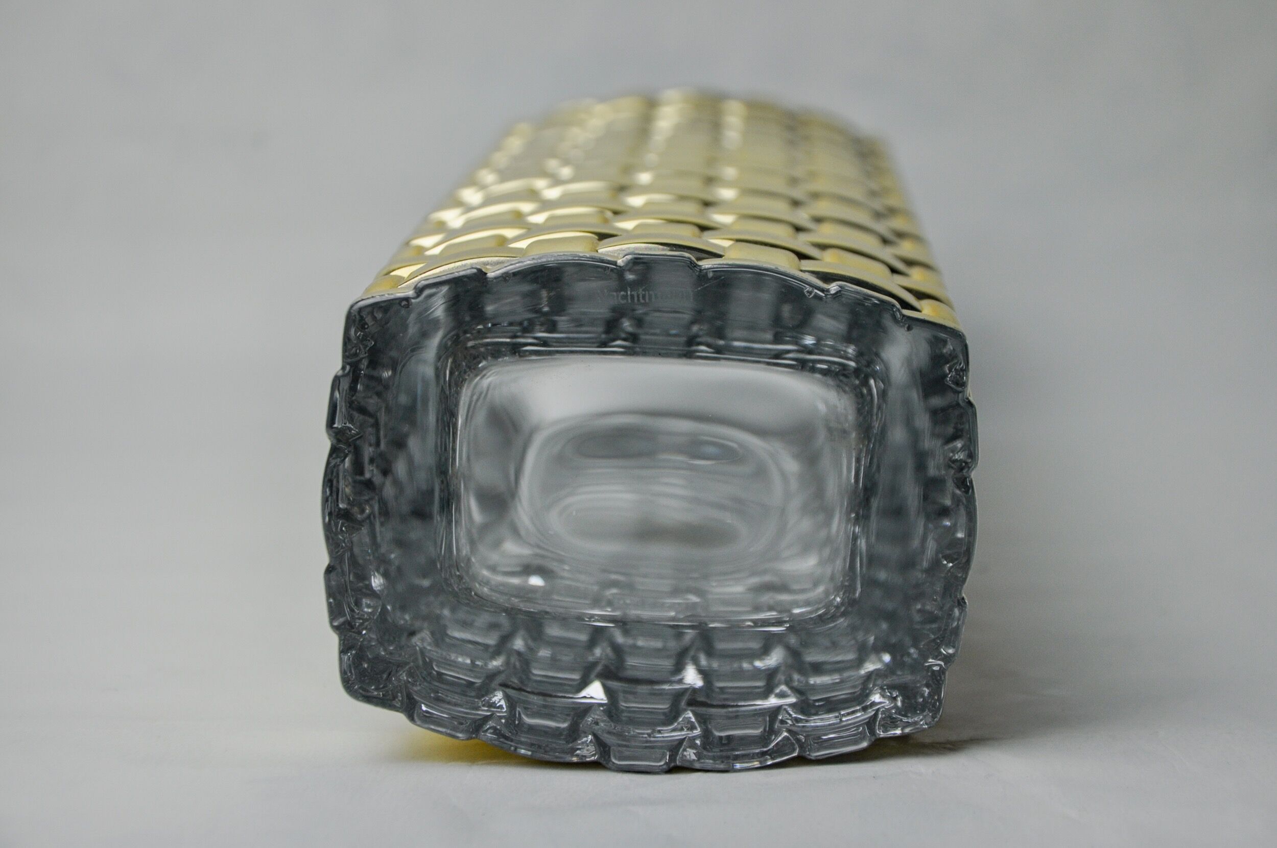 Golden Bamboo effect glass vase by Nachtmann, Germany, 1980