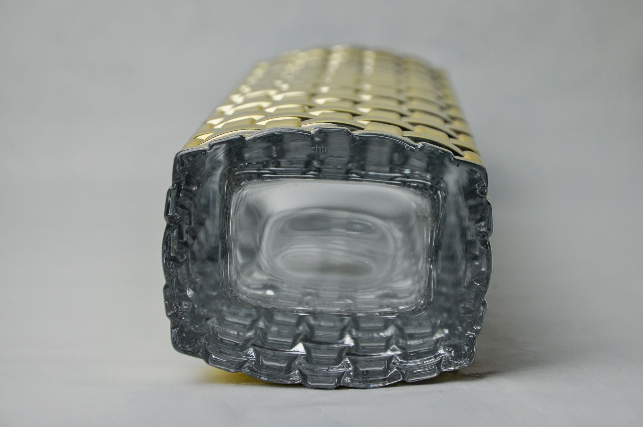 Golden Bamboo effect glass vase by Nachtmann, Germany, 1980