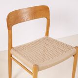 4x Niels Møller Dining Chairs Model 75 in Oak, 1960s Denmark
