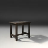 Tabouret rustique en bois noir, vers 1920