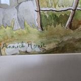 Watercolor of the dovecote of Camboulan Aveyron signed Annick Mesnil