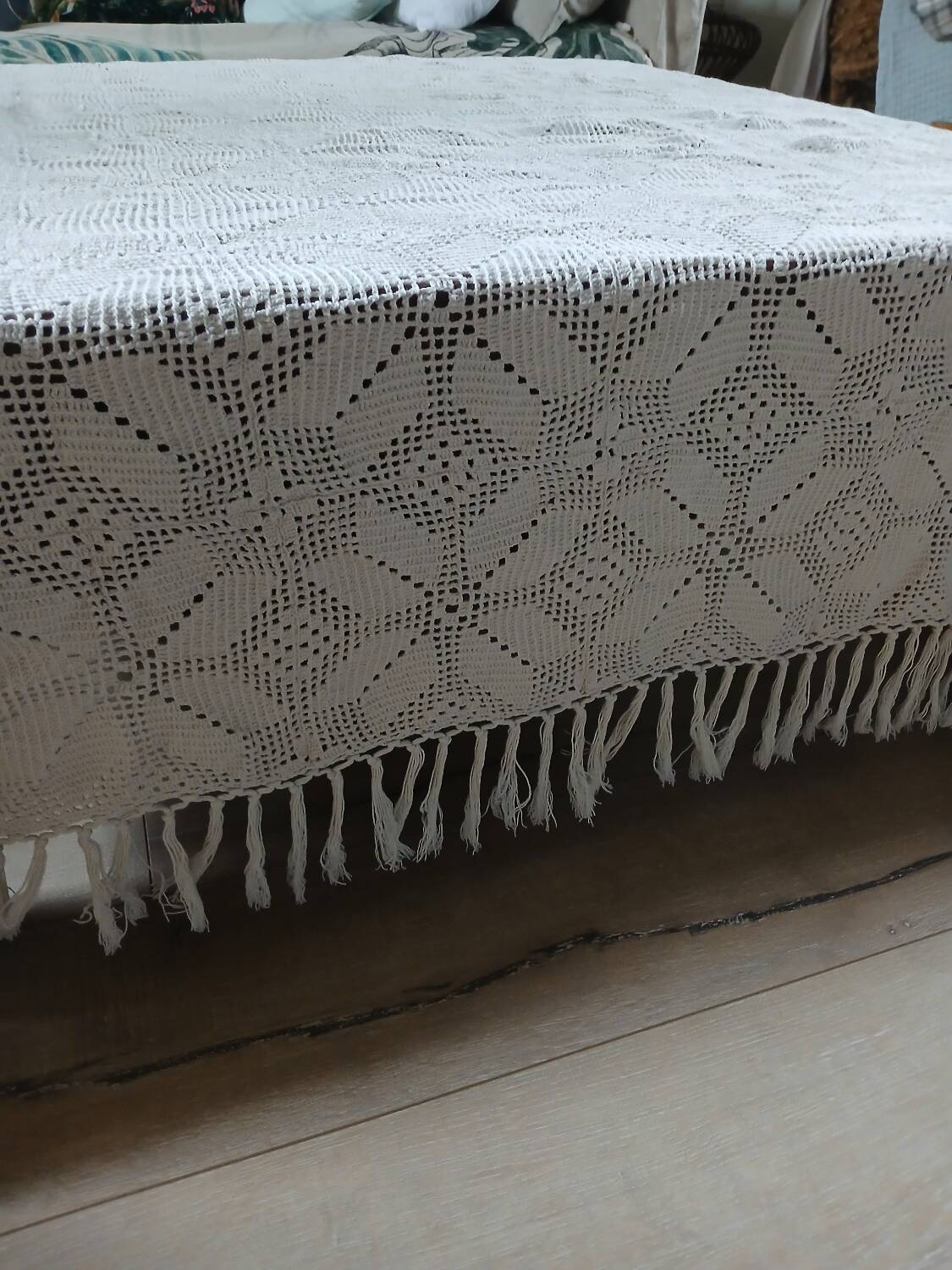 Plaid ancien en crochet fait main