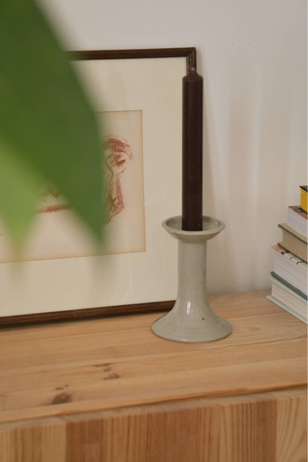 Minimalist cream ceramic candle holder