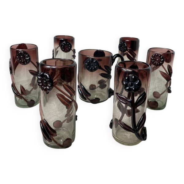 Verres et carafe en verre de Murano